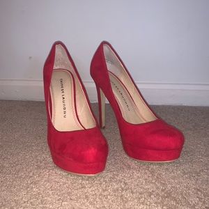 Red platform heels